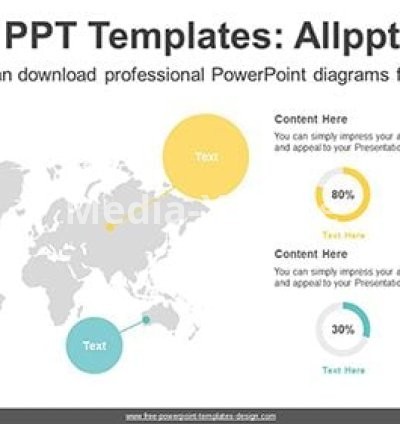 World Map Doughnut Chart PowerPoint Diagram