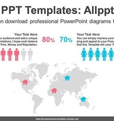 World Map Icon Chart PowerPoint Diagram