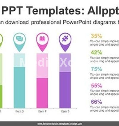Placemark Vertical Bar Chart PowerPoint Diagram