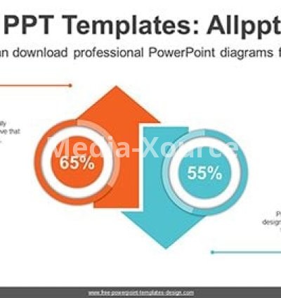 Up-Down Comparative Doughnut Charts PPT Diagram