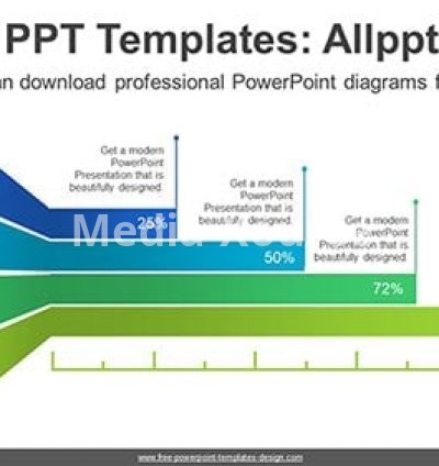 Bent Ribbon Bar Chart PowerPoint Diagram Template
