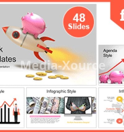 Piggy Bank Rocket PowerPoint Templates