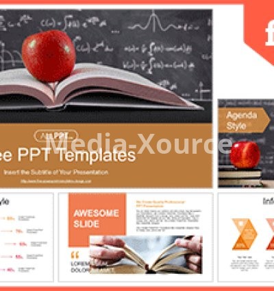 Red Apple Placed Books PowerPoint Templates