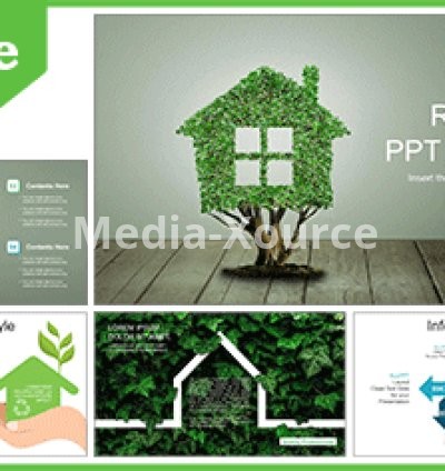 House Shaped Green Plant PowerPoint Templates