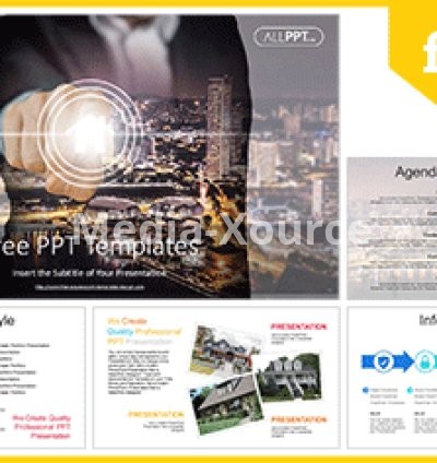 Businessman House Icon Touch PowerPoint Templates