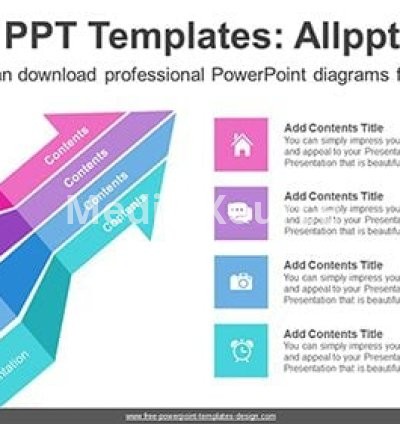 5 Divides Rising Arrow PPT Diagram