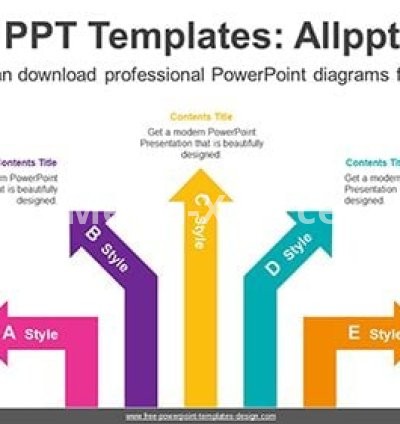 Bent Rising Arrows PPT Diagram