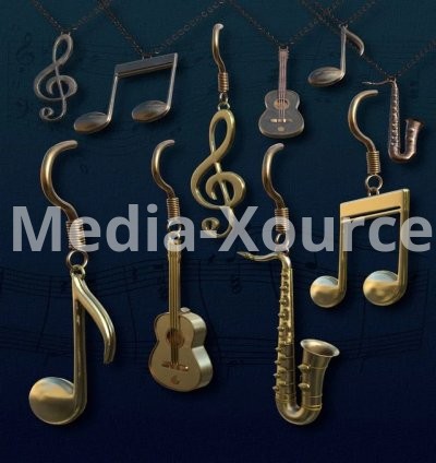 Musical Pendants and Earrings for Genesis 9 and 8 Female | Accessories